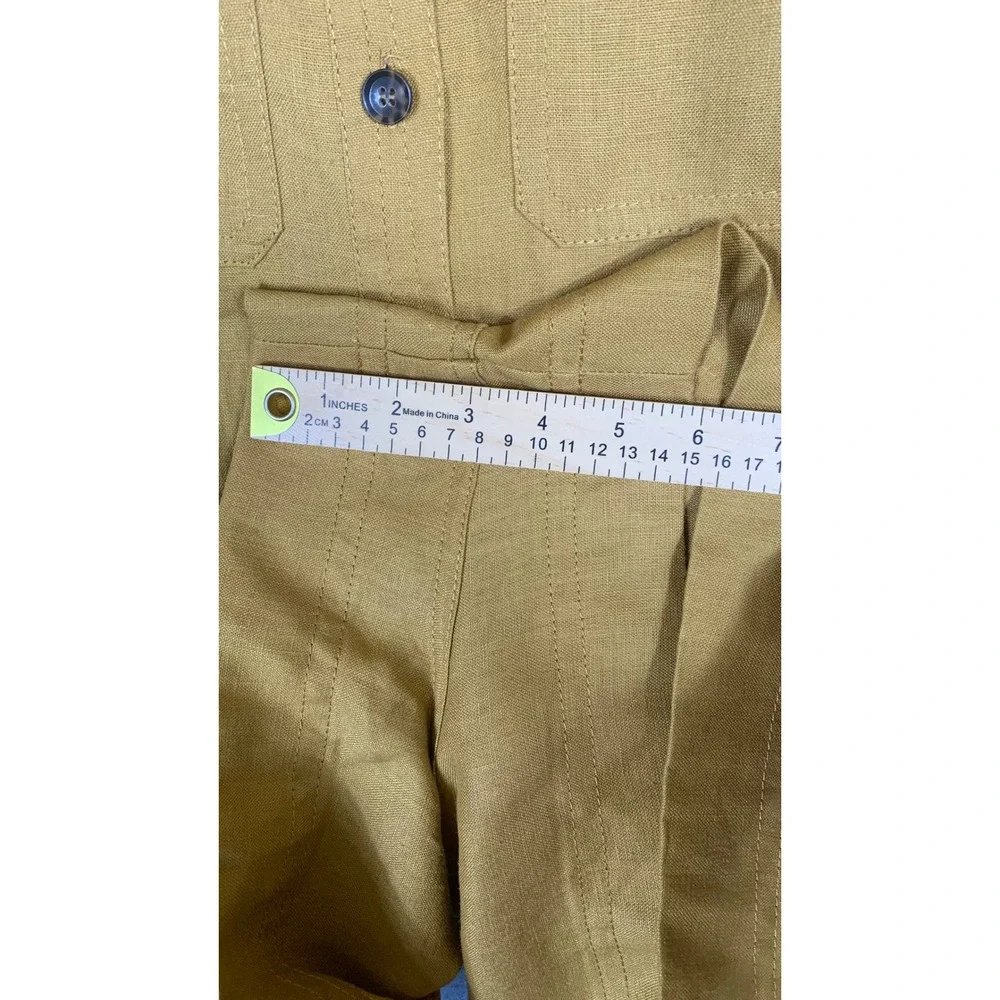Banana Republic Linen Utility Romper Ochre Yellow Belted Safari  M Tall